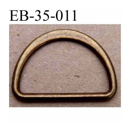 Boucle etrier anneau demi rond métal couleur bronse laiton style ancien largeur extérieur 3.5 cm intérieur 3 cm hauteur 2.5 cm