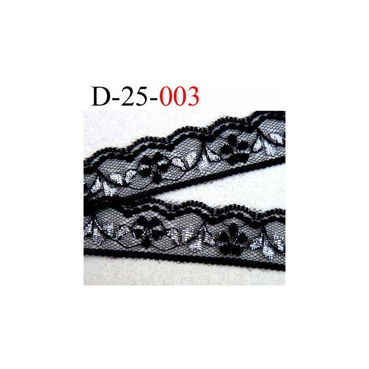 dentelle très belle synthétique largeur 25 mm couleur noir et argent brillant plus que sur la photo prix au mètre
