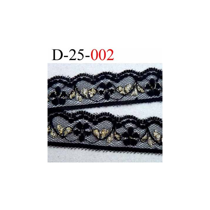 dentelle très belle synthétique largeur 25 mm couleur noir et or très brillant plus que sur la photo superbe vendu au mètre  