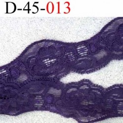 Dentelle synthétique couleur violet foncé style ancien extensible lycra douce largeur 45 mm prix au mètre