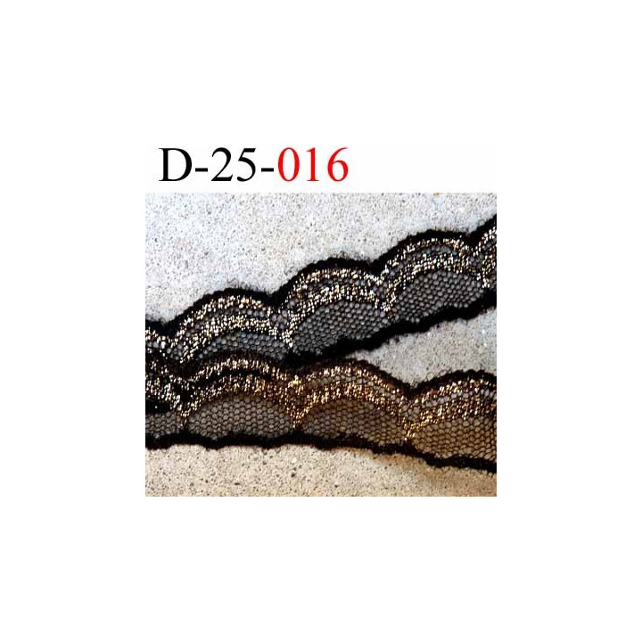 dentelle très belle synthétique largeur 25 mm couleur noir et or brillant prix au mètre  
