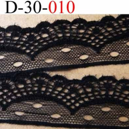 dentelle synthétique et coton largeur 30 mm couleur noir prix au mètre
