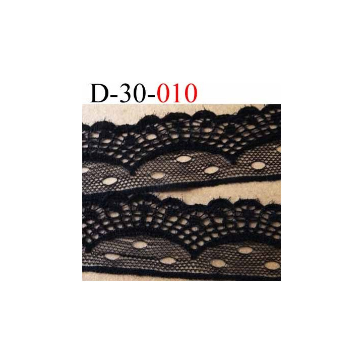 dentelle synthétique et coton largeur 30 mm couleur noir prix au mètre