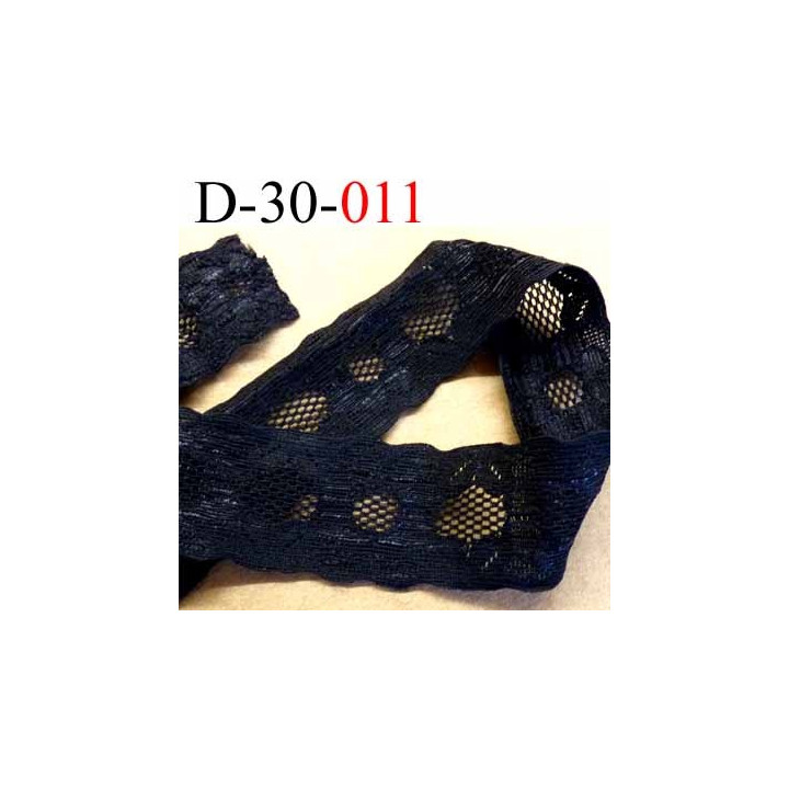 Dentelle synthétique élastique lycra couleur noir douce au toucher largeur 30 mm prix au mètre