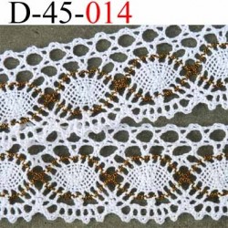 dentelle crochet en coton largeur 45 mm couleur blanc et doré plus que sur la photo provient d'une ancienne mercerie parisienne 