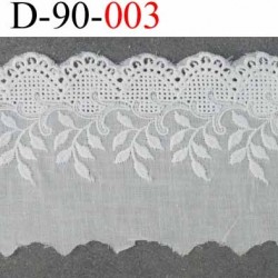 galon dentelle broderie anglaise très belle coton couleur blanc cassé écru largeur 90 mn prix au mètre