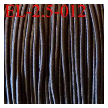élastique cordon très belle qualité et très résistant couleur marron foncé largeur 2,5 mm prix au mètre 