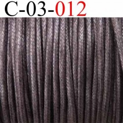 cordon 100% coton ciré couleur marron foncé diamètre 3 mm prix au mètre