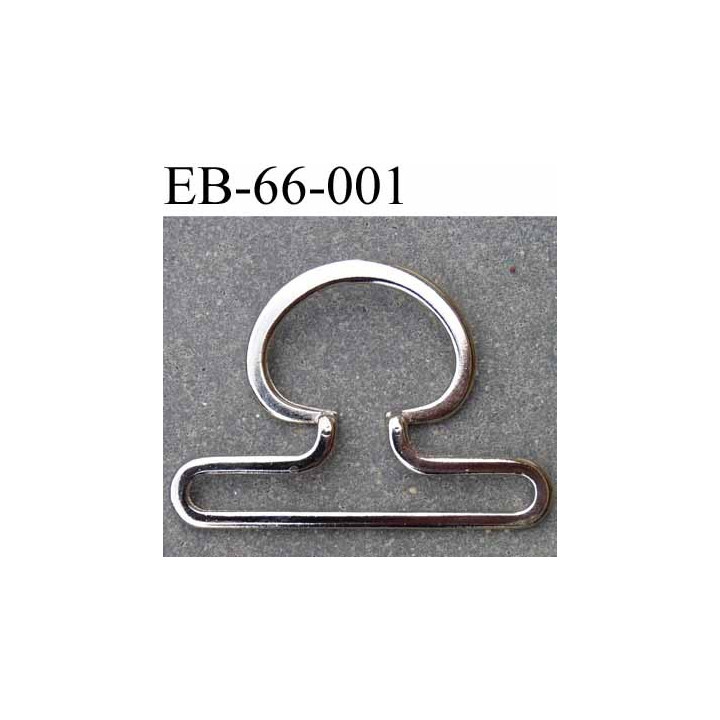 Boucle étrier  métal chromé largeur 66 mm extérieur passage intérieur 60 mm hauteur 48 mm épaisseur 2.5 mm