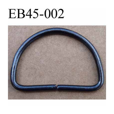 Boucle etrier anneau demi rond métal couleur acier foncé largeur extérieur 4.5 cm intérieur 4.1 cm hauteur 3.1 cm