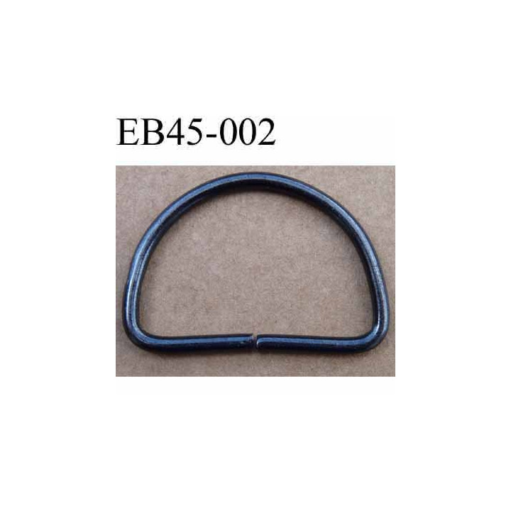 Boucle etrier anneau demi rond métal couleur acier foncé largeur extérieur 4.5 cm intérieur 4.1 cm hauteur 3.1 cm