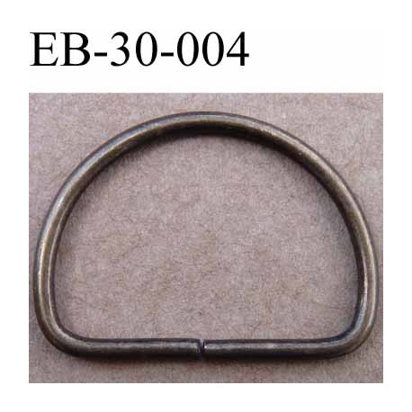 Boucle étrier demi rond en métal couleur bronze largeur extérieur 3.1cm intérieur 2.7 cm iédal sangle de 2.5 cm hauteur 23 mm