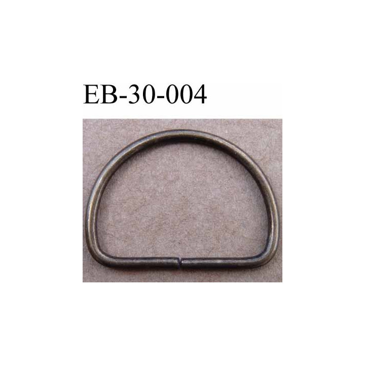 Boucle étrier demi rond en métal couleur bronze largeur extérieur 3.1cm intérieur 2.7 cm iédal sangle de 2.5 cm hauteur 23 mm