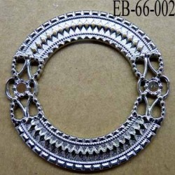 Boucle étrier anneau  métal chromé diamètre extérieur 66 mm diamètre intérieur 40 mm  largeur de bande 13 mm épaisseur 2.8 mm