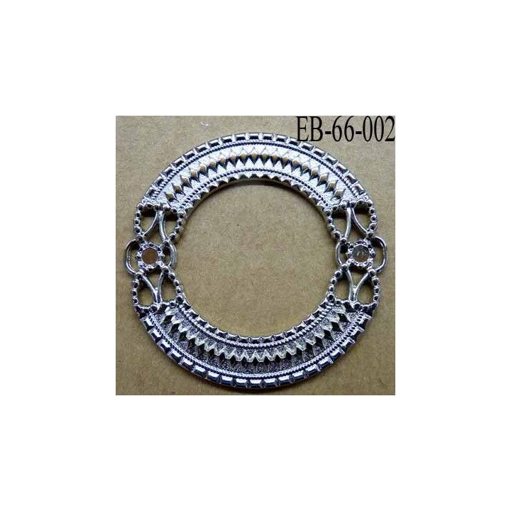 Boucle étrier anneau  métal chromé diamètre extérieur 66 mm diamètre intérieur 40 mm  largeur de bande 13 mm épaisseur 2.8 mm