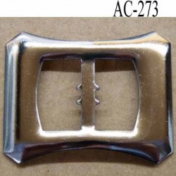 Boucle etrier rectangle métal chromé largeur 50 mm hauteur 40 mm forme  incurvée passage de sangle 21 mm