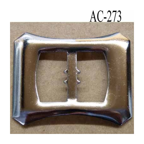Boucle etrier rectangle métal chromé largeur 50 mm hauteur 40 mm forme incurvée passage de sangle 21 mm