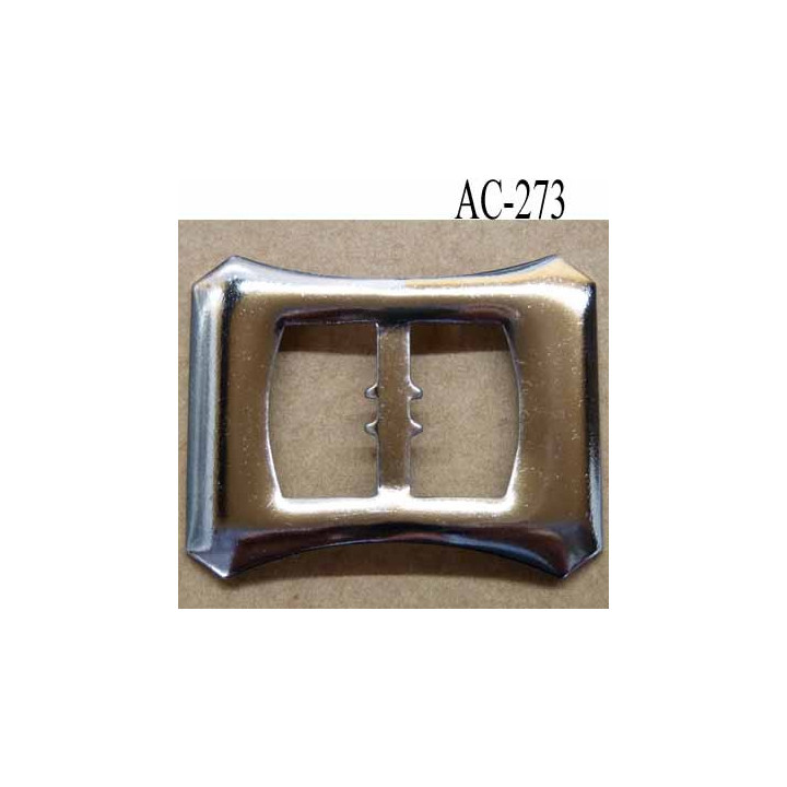 Boucle etrier rectangle métal chromé largeur 50 mm hauteur 40 mm forme  incurvée passage de sangle 21 mm