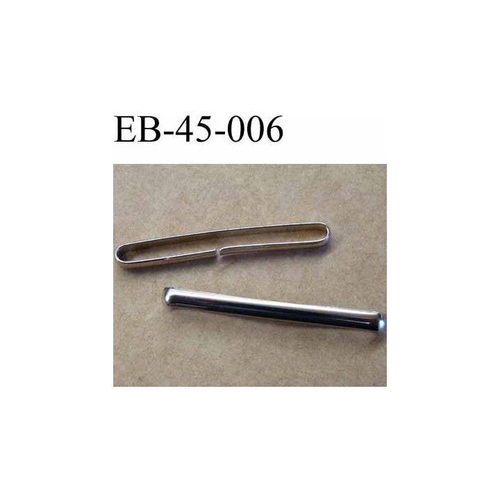 Boucle etrier rectangle barette à dentelle ou biais gallon en métal  chromé  largeur extérieur 4.5 cm largeur intérieur 4.1 cm