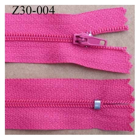 fermeture éclair longueur 30 cm couleur rose fushia non séparable zip nylon largeur 2,5 cm