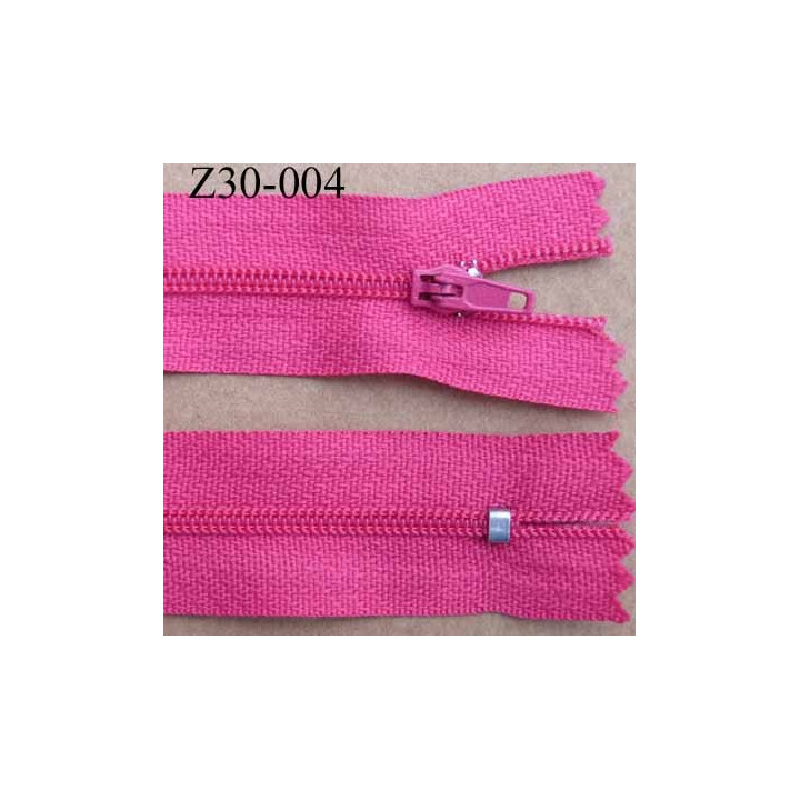 fermeture zip à glissière  longueur 30 cm couleur rose fushia non séparable zip nylon largeur 2,5 cm