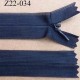 fermeture zip à glissière invisible longueur 22 cm couleur bleu non séparable largeur 2.5 cm glissière zip nylon largeur 4 mm