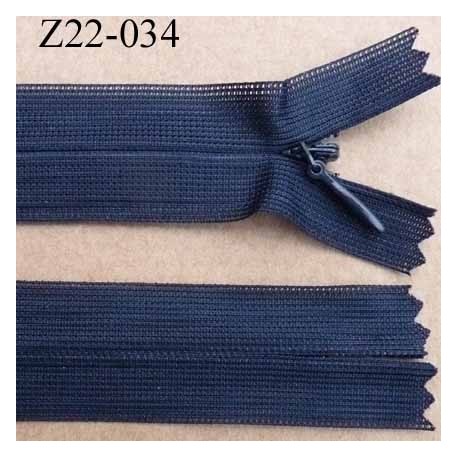 fermeture zip glissière invisible longueur 22 cm couleur bleu marine non séparable largeur 2.5 cm glissière nylon largeur 4 mm