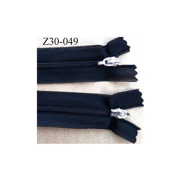 fermeture zip invisible longueur 30 cm couleur noir non séparable double curseur largeur 2.7 cm glissière nylon largeur 4 mm