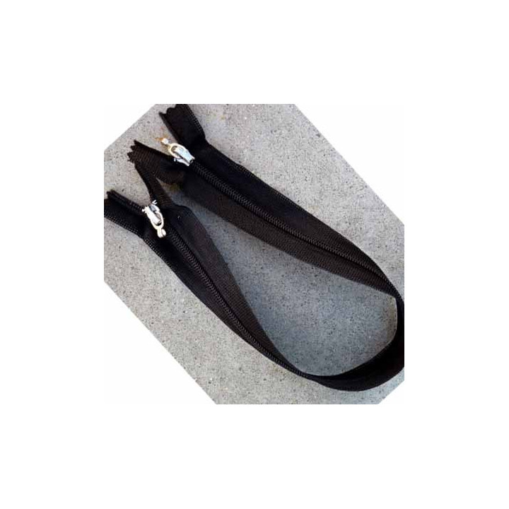 fermeture zip invisible longueur 30 cm couleur noir non séparable double curseur largeur 2.7 cm glissière nylon largeur 4 mm