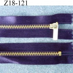 fermeture zip à glissière longueur 18 cm couleur violet satin  non séparable largeur 2.8 cm glissière métal largeur zip 4.5 mm