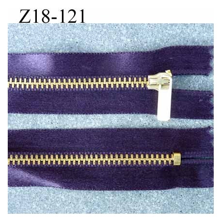 fermeture zip à glissière longueur 18 cm couleur violet satin non séparable largeur 2.8 cm glissière métal largeur zip 4.5 mm
