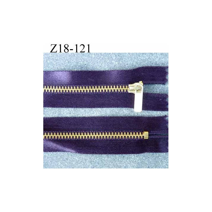 fermeture zip à glissière longueur 18 cm couleur violet satin  non séparable largeur 2.8 cm glissière métal largeur zip 4.5 mm