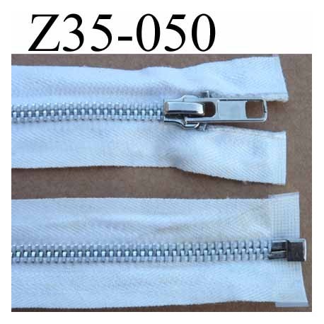 fermeture zip à glissière 35 cm couleurl écru séparable zip métal largeur 3.2 cm largeur du zip 6 mm