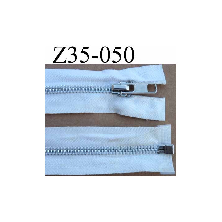 fermeture zip à glissière  35 cm couleurl écru séparable zip métal largeur 3.2 cm largeur du zip 6 mm