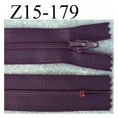 fermeture zip à glissière longueur 15 cm couleur prune violet foncé non séparable zip nylon largeur 2.5 cm largeur du zip 4 mm