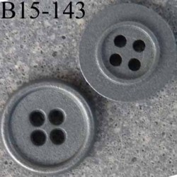Bouton en métal couleur acier gris diamètre 15 mm 4 trous 