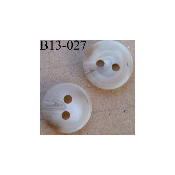 bouton diamètre 13 millimètres couleur marron beige  clair marbré 2 trous diamètre 13 mm
