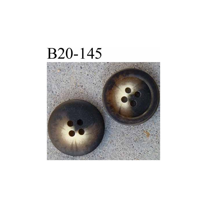 bouton 20 mm couleur marron et beige marbré mat 4 trous diamètre 20 mm 