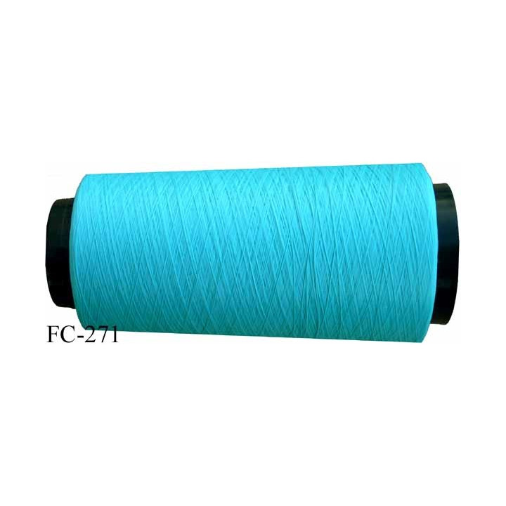 Cone de fil mousse texturé polyester fil n° 120 couleur vert bleu lagon longueur 5000 mètres bobiné en France