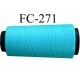 Cone de fil mousse texturé polyester fil n° 120 couleur vert bleu lagon longueur 2000 mètres bobiné en France