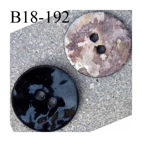 bouton 18 mm en nacre naturel couleur noir très brillant 2 trous diamètre 18 mm