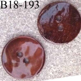 bouton 18 mm en nacre naturel couleur bronse cuivré très  brillant  2 trous diamètre 18 mm