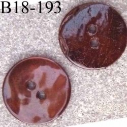 bouton 18 mm en nacre naturel couleur bronse cuivre très brillant 2 trous diamètre 18 mm