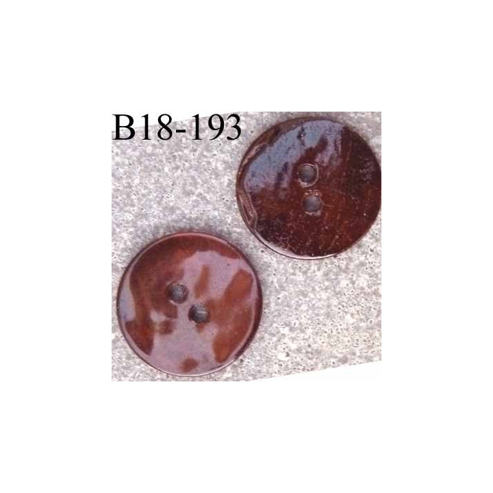 bouton 18 mm en nacre naturel couleur bronse cuivré très  brillant  2 trous diamètre 18 mm
