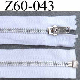 fermeture zip à glissière longueur 60 cm couleur blanc en coton séparable zip métal largeur 3.2 cm largeur du zip 6  mm