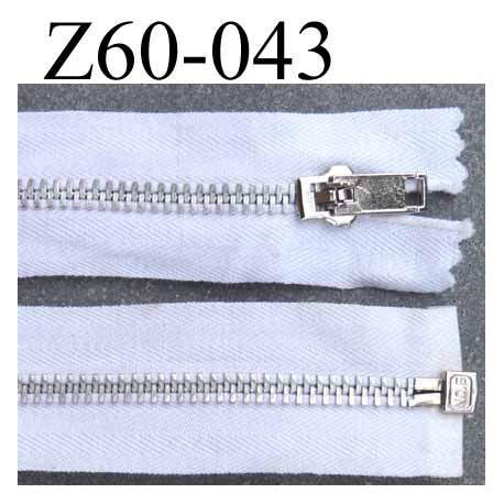 fermeture zip à glissière longueur 60 cm couleur blanc en coton séparable zip métal largeur 3.2 cm largeur du zip 6 mm