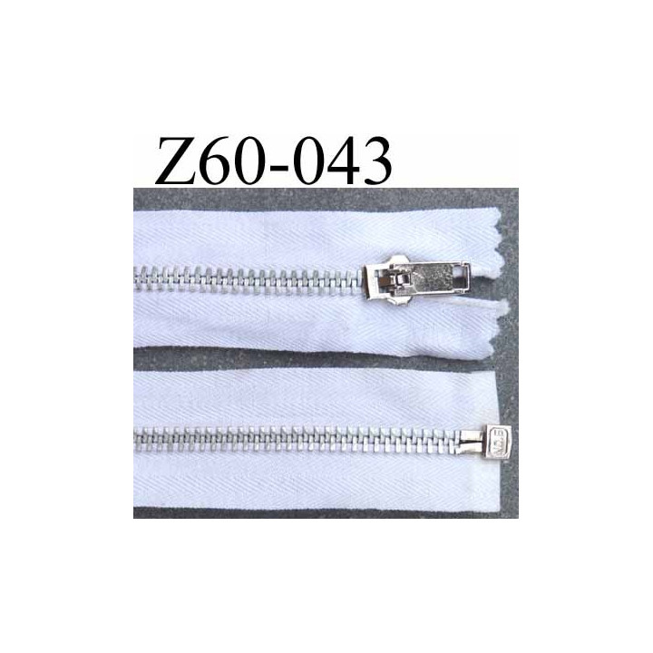 fermeture zip à glissière longueur 60 cm couleur blanc en coton séparable zip métal largeur 3.2 cm largeur du zip 6  mm