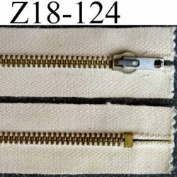 fermeture zip à glissière métal longueur 18 cm couleur écru non séparable zip métal 6 mm doré bichromaté largeur 3.5 cm