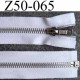 fermeture zip à glissière métal longueur 50 cm couleur blanc séparable zip métal 6 mm alu largeur 3.2 cm
