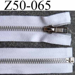 fermeture zip à glissière métal  longueur 50 cm couleur blanc  séparable zip métal 6 mm alu largeur 3.2 cm